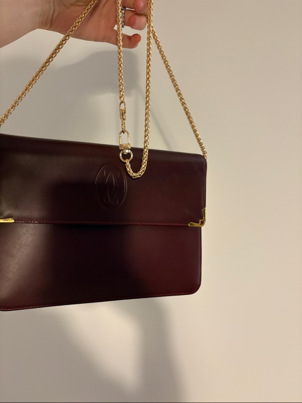 Cartier Burgundy Leather wristlet with Gold Corners - Picture 12 of 12